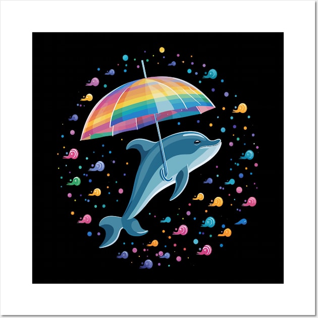 Porpoise Rainy Day With Umbrella Wall Art by JH Mart